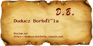 Duducz Borbála névjegykártya