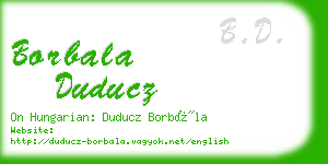 borbala duducz business card